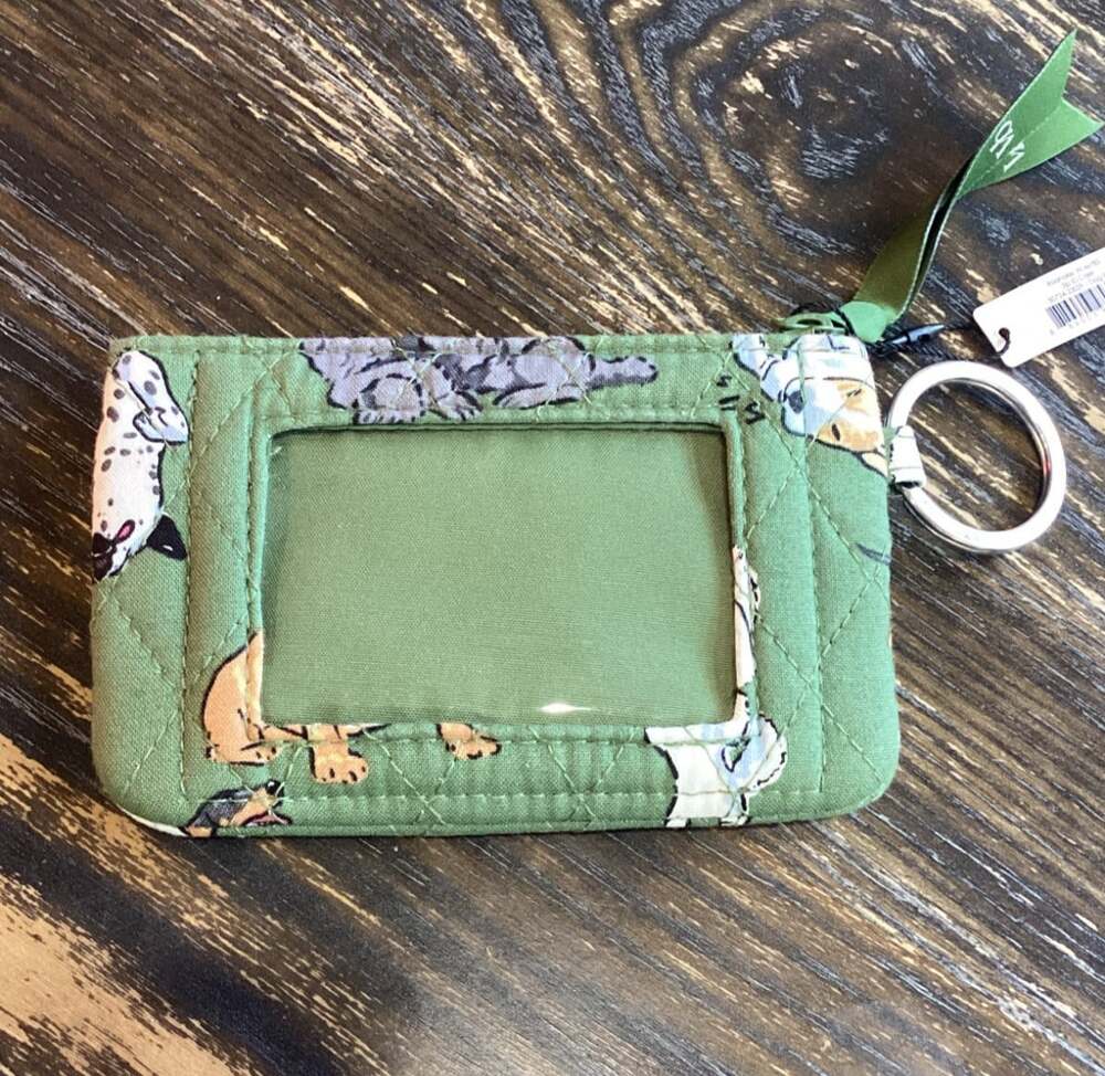 Vera Bradley Green Dog Park Zip ID Key Holder